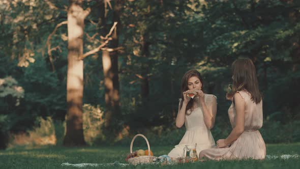 Young girls at picnic