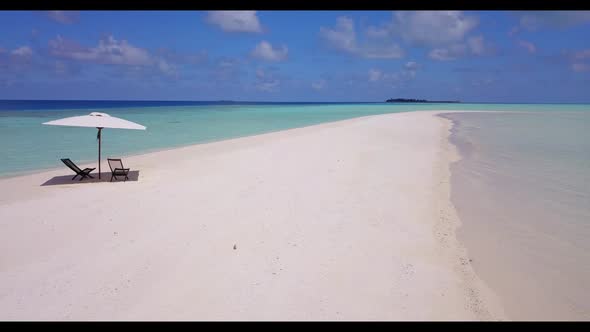 Aerial panorama of beautiful coast beach time by blue sea with bright sand background of adventure n