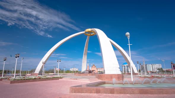 Park Named After the First President of the Republic of Kazakhstan in the City of Aktobe Timelapse