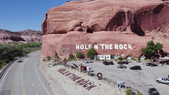 Hole in the Rock Tourist Roadside Attraction in Southwest Utah - Aerial