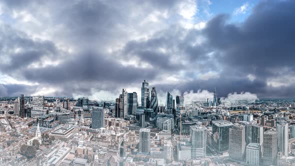 Aerial View Shot of London UK, London. Aerial View of City of London