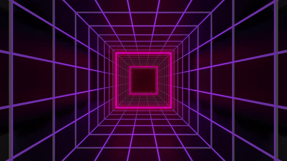 Cube Grid Neon 01 4k
