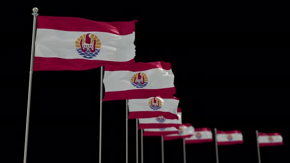 French Polynesia  Row Of Flags Animation Include Alpha Channel alt