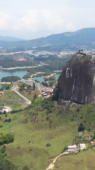 Piedra Del Penol Monolith Big Black Stone in Guatape, Antioquia. Colombia Tourist Site