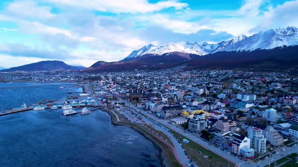 Patagonia landscape. Famous town of Ushuaia at Patagonia Argentina