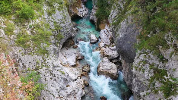 Mountains River Soca in the Triglav National Park at the Slovenia