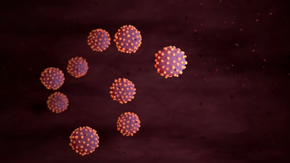 3d Few Coronavirus Small Cells Moves In Human Body Vein