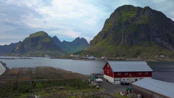 Aerial View of Small Village in Norway