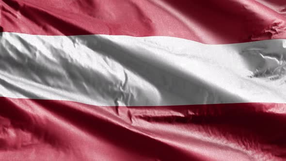 Austria textile flag waving on the wind. 10 seconds loop.