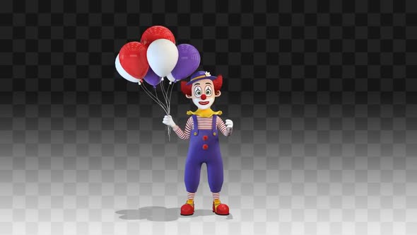 Clown With Balloons Speaks And Congratulates