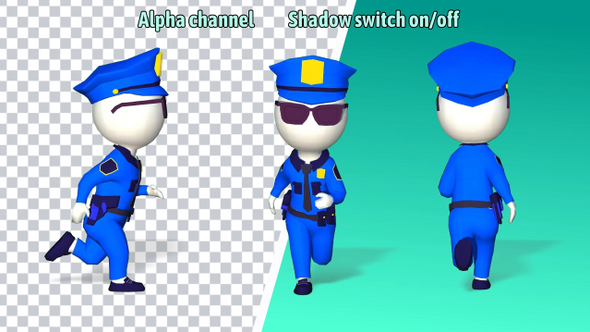 Police character funny running