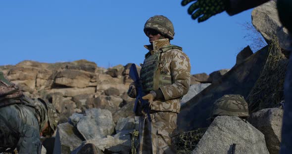 Fully Equipped and Armed African American Soldier alt