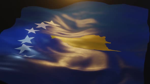 Kosovo Flag Low Angle View