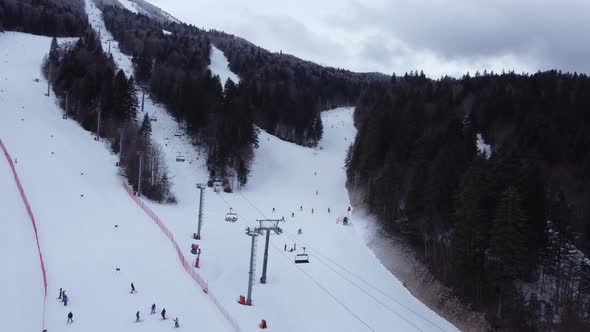 Aerial View Mountain Ski Resort Touristic Center Of Olympic Mountain Bjelasnica Sarajevo 4K