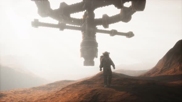 Astronaut Walking on an Mars Planet