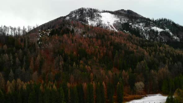 Beautiful view on an the Mountains with Snow in Upper Austria
