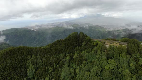 Aerial shot of Anaga mountain range in Tenerife, Canary Islands, Spain