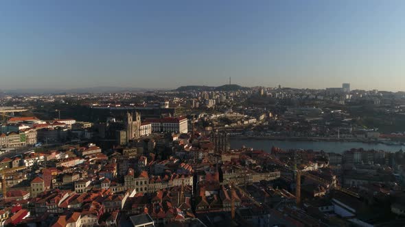 Flying Over City of Porto, Portugal