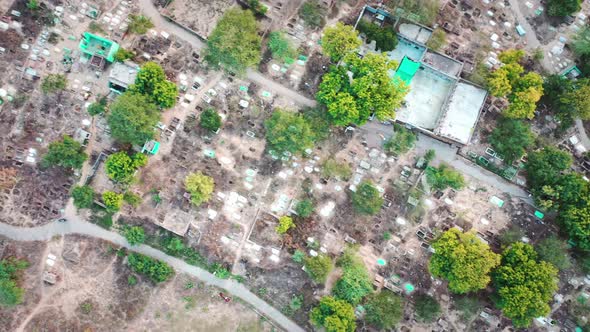 Aerial Shot of A Muslim Burial Site in Agra Uttar Pradesh
