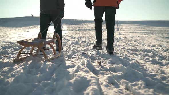 Back View Walking Legs With Toboggan