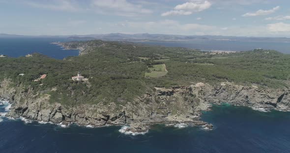 Aerial View of Iles d'Hyeres French Island on a Sunny Beautiful Day