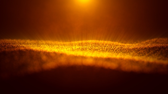 Glittering Golden Particle Wave Flow Background Seamless Loop V1