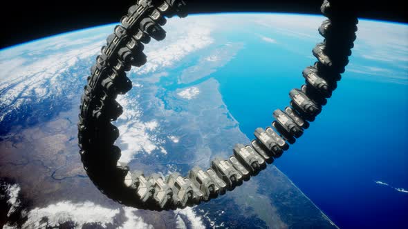 Futuristic Space Station on Earth Orbit alt