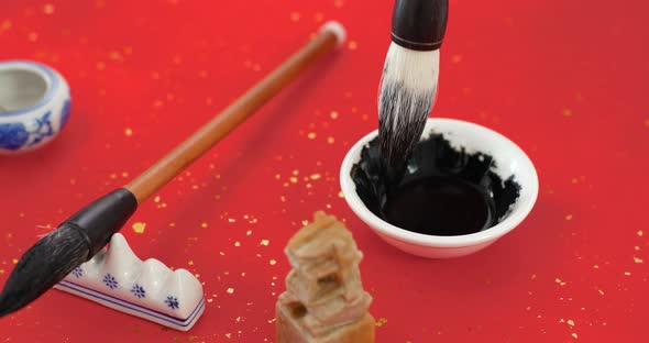 Chinese calligraphy tool, prepare for writing couplet