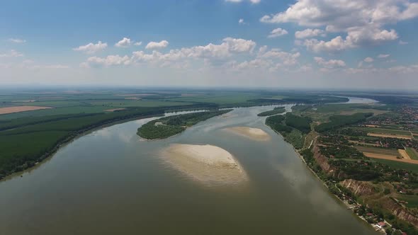Aerial View of Danube River in Serbia