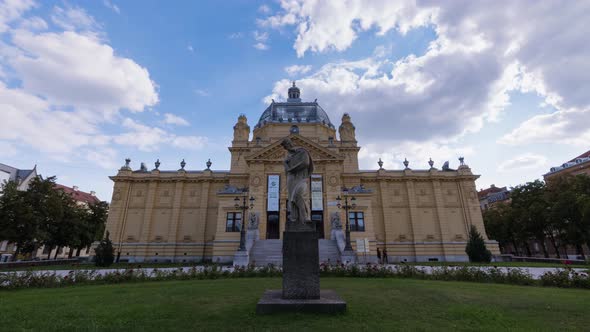 Art Pavilion in Zagreb Day Timelapse