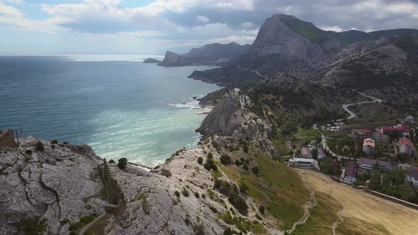 Beautiful Ruins of the Sudak Fortress and Mount Fortress on the Black Sea Coast