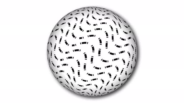 Stripy line attached on a sphere. Stripy sphere animated on white background. Vd 970