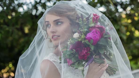 Beauty Bride in Bridal Gown