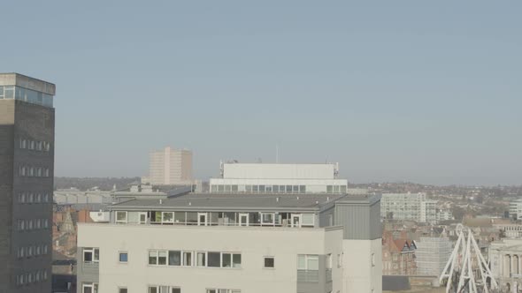 Aerial shot of building near the Exchange Arcade in Nottingham United Kingdom