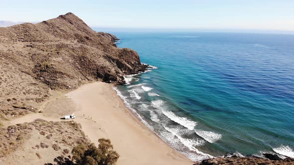 Sea and Mountain. Coast in Murcia Spain. Aerial View