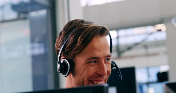 Customer service executive working in a call centre