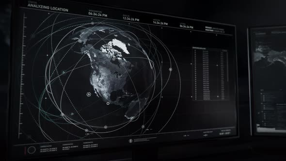 Locating the target satellite connection signals on the map of the planet alt