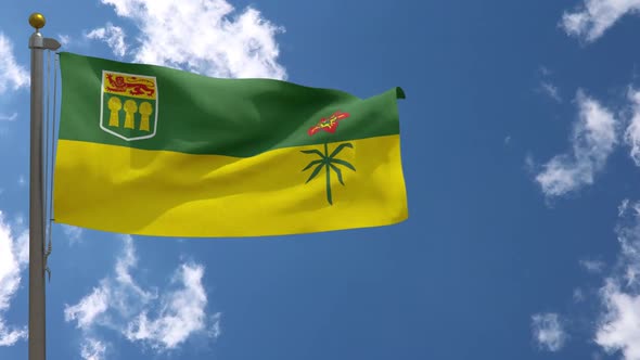 Saskatchewan Flag (Canada) On Flagpole