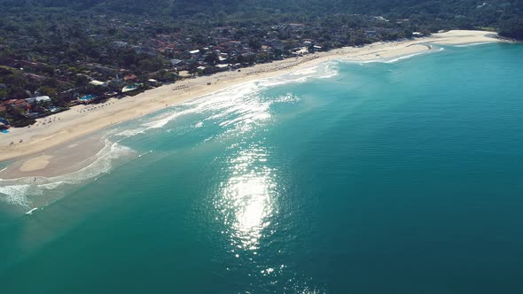 Brazilian Maresias beach landmark. Tropical summer beach.