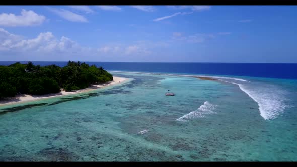 Aerial view landscape of perfect coastline beach break by transparent sea with white sand background
