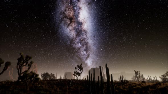 Hyperlapse in Death Valley National Park Desert Moonlit Under Galaxy Stars