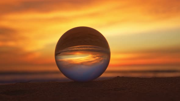 View Of Sunset Sunrise Inside Crystal Ball.