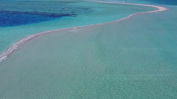 Aerial drone travel of sea view beach by blue ocean with sand background