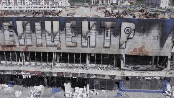 Bombedout Shopping Mall in Bucha Ukraine During the War