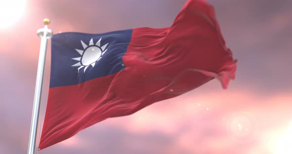 Flag of Taiwan at Sunset