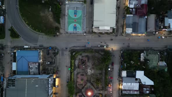 Poor Small Town Center in the Philippines at Evening