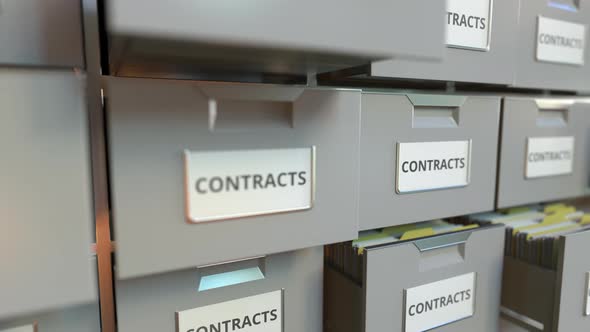 File Cabinet with CONTRACTS Text