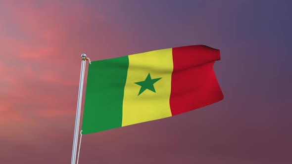 Flag Of Senegal Waving