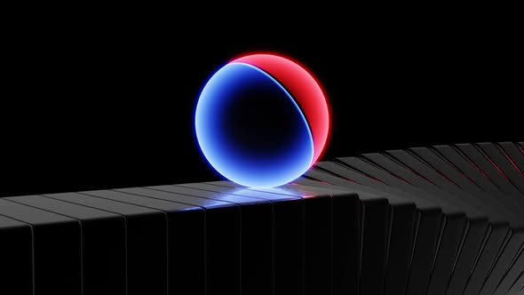 Rolling Neon Red And Blue Ball 02