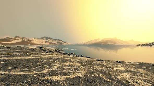 Coastline of Antarctica with Stones and Ice